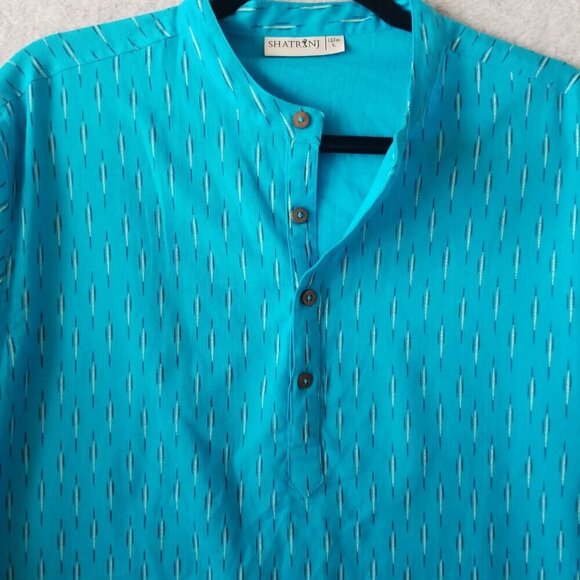 Shatranj Kurta Size L Lightweight Linen Cotton Tunic Top Pullover Abstract Print - Picture 2 of 8